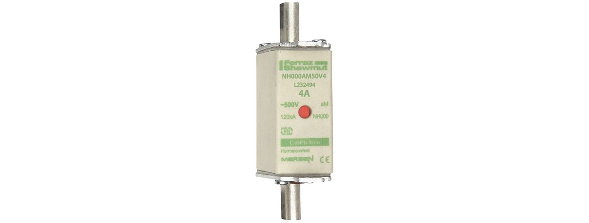 L232494 - NH fuse-link aM, 500VAC, size 000, 4A double indicator/live tags